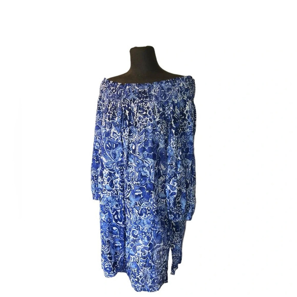 Lauren Ralph Lauren Summer Dress/Cover Up Floral Paisley Blue & White | … - Picture 2 of 6